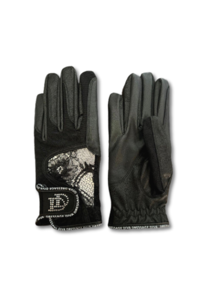 Black Serino Gloves with Added Lace